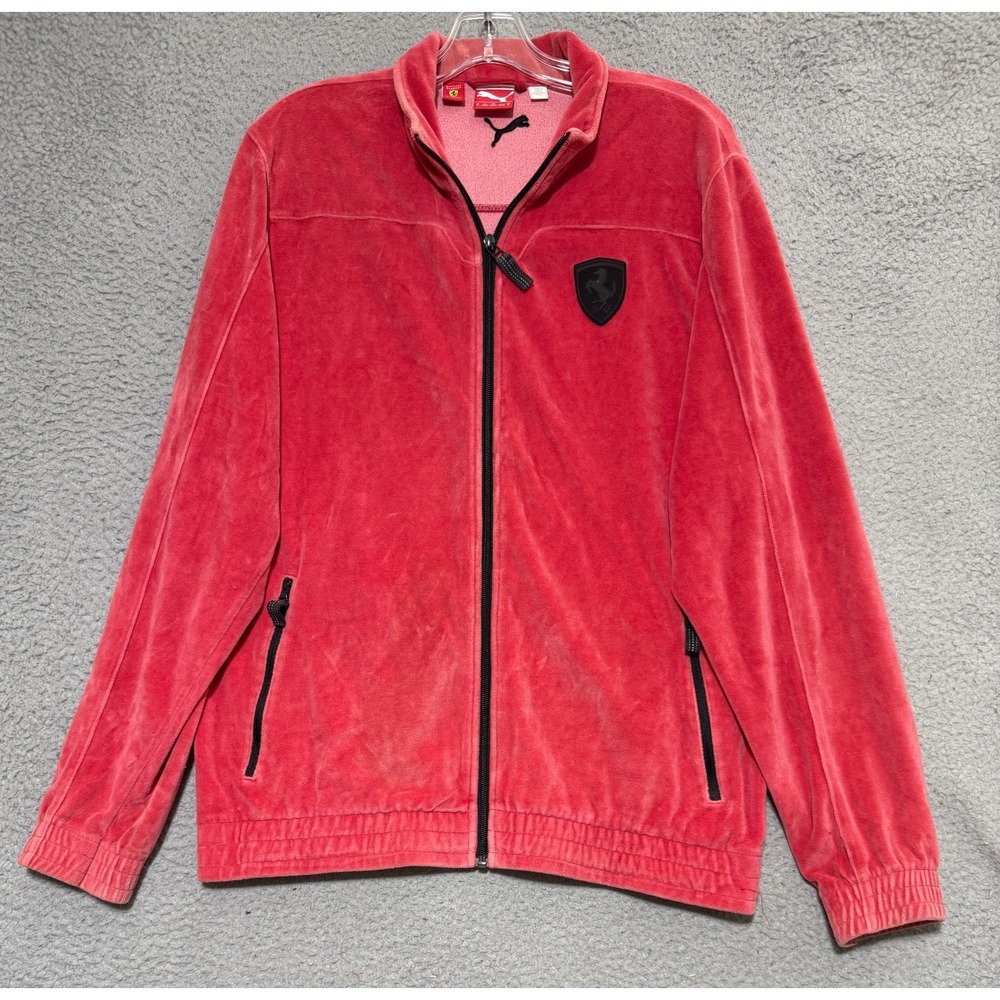 Puma Scuderia Ferrari‎ F1 Velour Jacket Crushed Red Velvet RARE Mens Medium